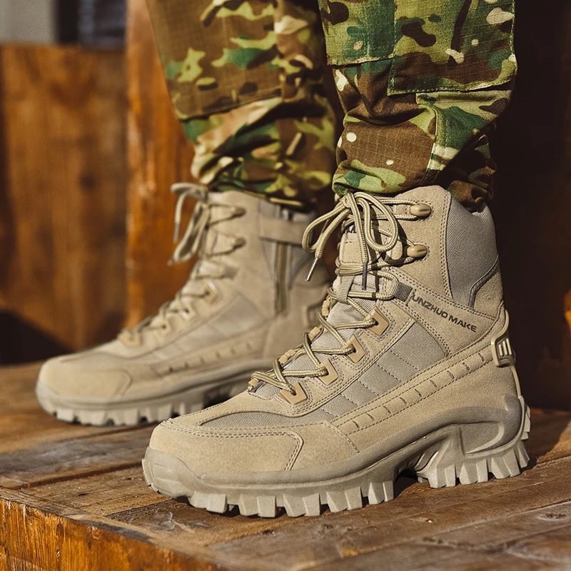 Men's Desert Combat Boots Outdoor Non-slip Tactical Boots Hiking Desert Ankle Hunting Shoes Work Safty Men Boots Botines Zapatos thumbnail 5