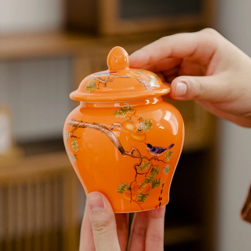 Retro Ceramic Tea Pot with Lid Sealed Mini Portable Tea Pot Tea Box Tea Container Living Room Coffee Table Decorative Ornaments thumbnail 2