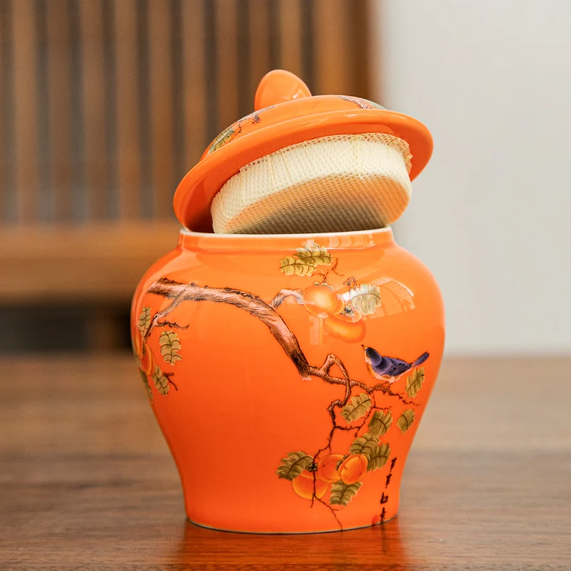 Retro Ceramic Tea Pot with Lid Sealed Mini Portable Tea Pot Tea Box Tea Container Living Room Coffee Table Decorative Ornaments thumbnail 3