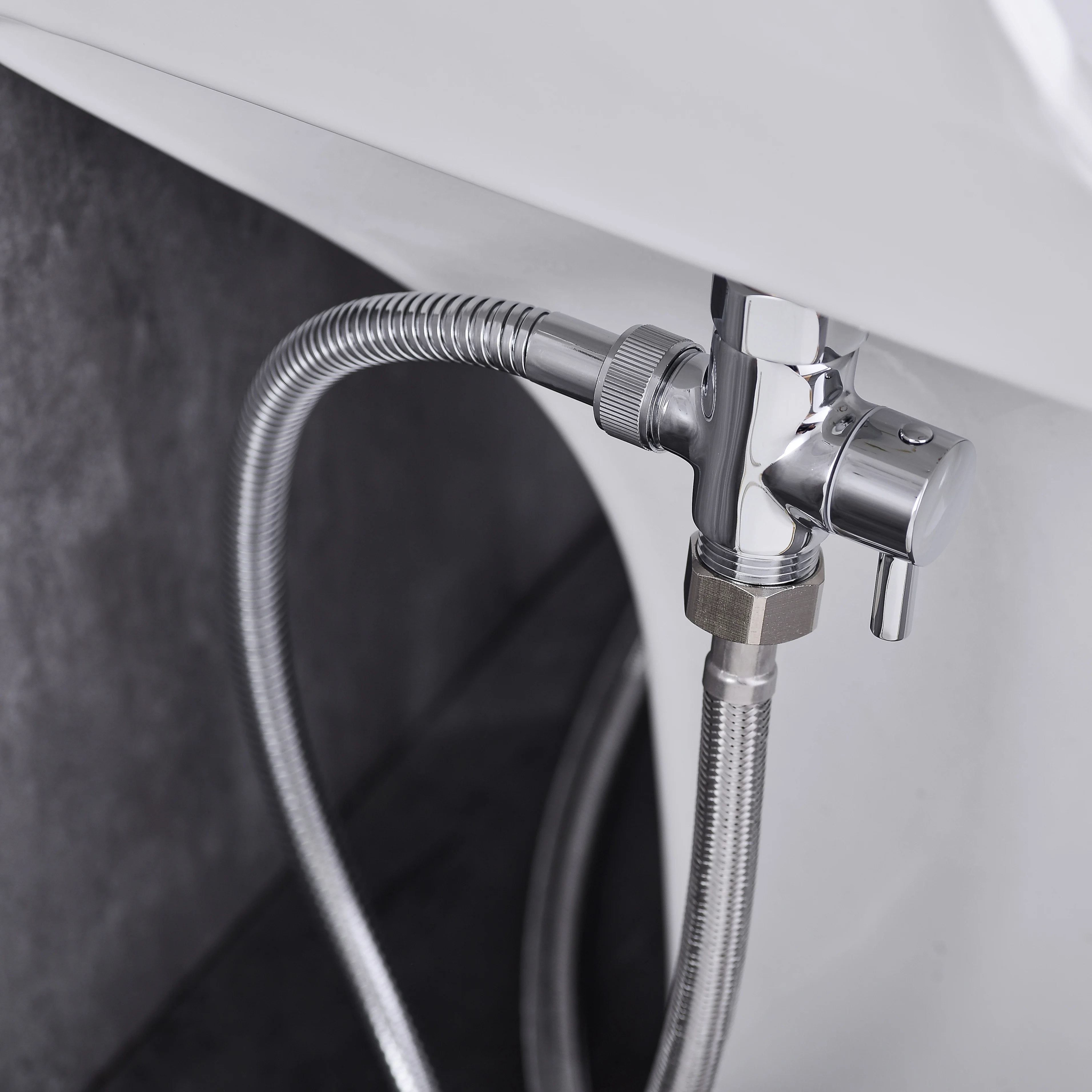 Bidet Chrome T Adapter with Shut-off Valve T Adapter 3-way 7/8" 1/2" 3/4" 3/8" T-shaped Valve for Handheld Toilet Bidet Spray thumbnail 6
