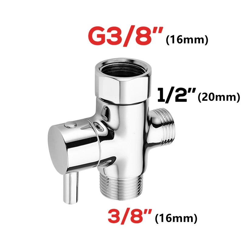 Bidet Chrome T Adapter with Shut-off Valve T Adapter 3-way 7/8" 1/2" 3/4" 3/8" T-shaped Valve for Handheld Toilet Bidet Spray thumbnail 4