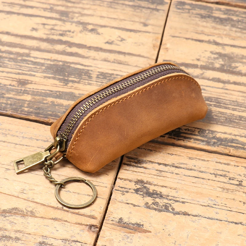Men's Real Leather Wallet Vintage Mini Coin Purse Women's Key Holder Organizer Pouch Housekeeper Car Case Wallet Leathfocus
