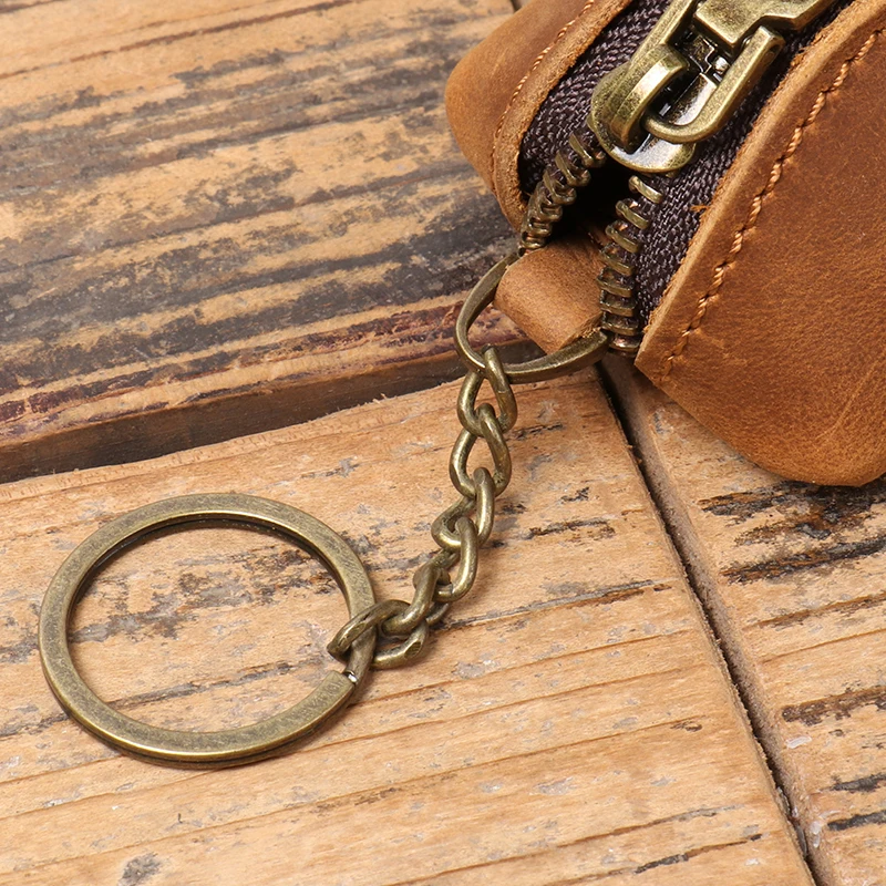 Men's Real Leather Wallet Vintage Mini Coin Purse Women's Key Holder Organizer Pouch Housekeeper Car Case Wallet Leathfocus thumbnail 5