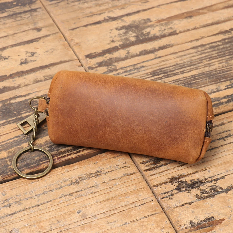Men's Real Leather Wallet Vintage Mini Coin Purse Women's Key Holder Organizer Pouch Housekeeper Car Case Wallet Leathfocus thumbnail 3