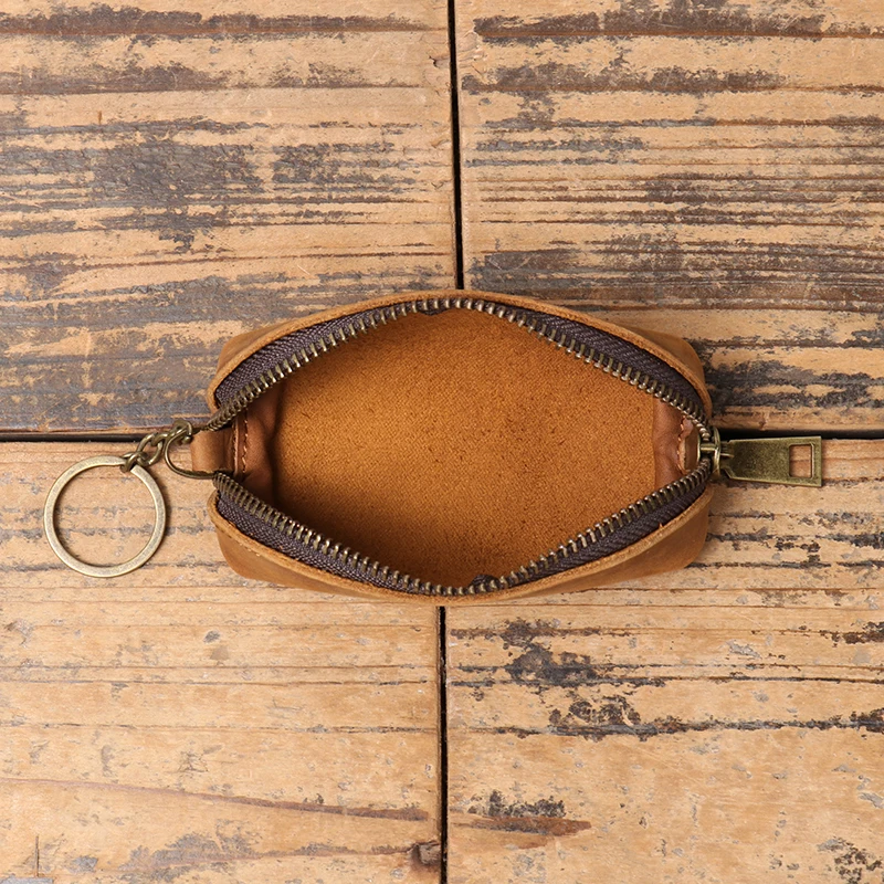Men's Real Leather Wallet Vintage Mini Coin Purse Women's Key Holder Organizer Pouch Housekeeper Car Case Wallet Leathfocus thumbnail 6