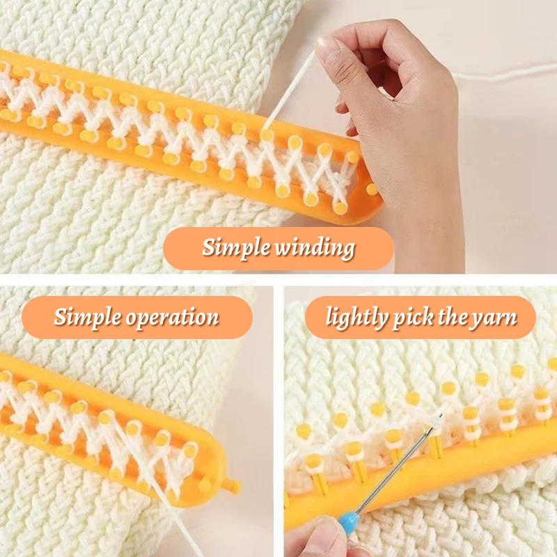 Rectangle Plastic Knitting Looms Scarf Hats Making Tools DIY Crocheting Handmade Craft Lovers - 26/36/47/58cm Long for Beginner thumbnail 3