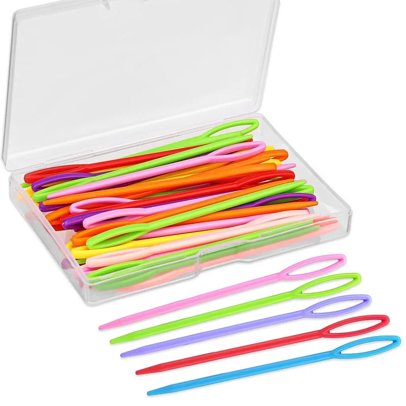 50Pcs Plastic Sewing Needles Large Eye Yarn Lacing Weaving Needles Embroidery Safety Needles for Kids DIY Sewing Handmade Crafts