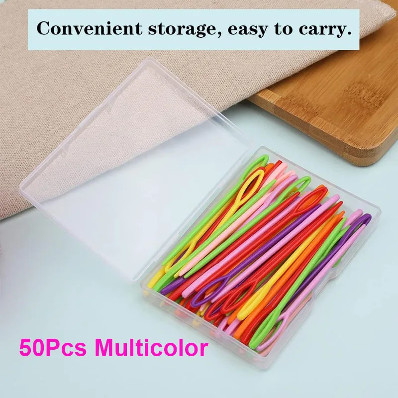50Pcs Plastic Sewing Needles Large Eye Yarn Lacing Weaving Needles Embroidery Safety Needles for Kids DIY Sewing Handmade Crafts thumbnail 5
