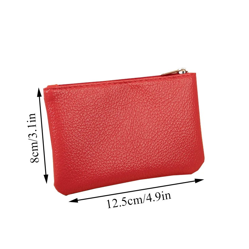 Women PU Leather Coin Purse Retro Litchi Pattern Zipper Pouch Mini Change Purses Unisex Solid Wallets Card Holder Storage Bag thumbnail 6