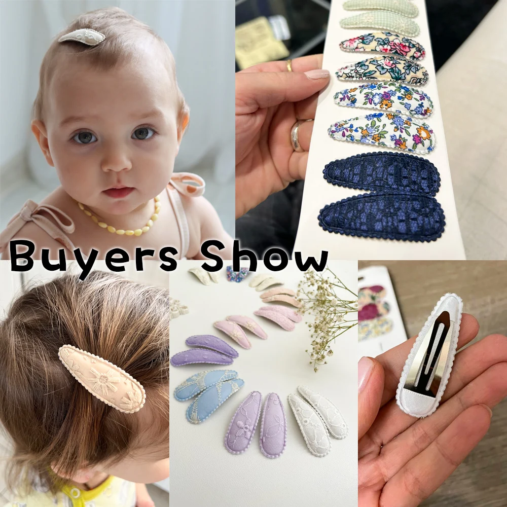 10Pcs/Lot Fresh Print Cotton Alloy Hair Clips for Kids Fabric Plaid BB Hairpins Girl Hairgripe Headwear Baby Hair Accessories thumbnail 3