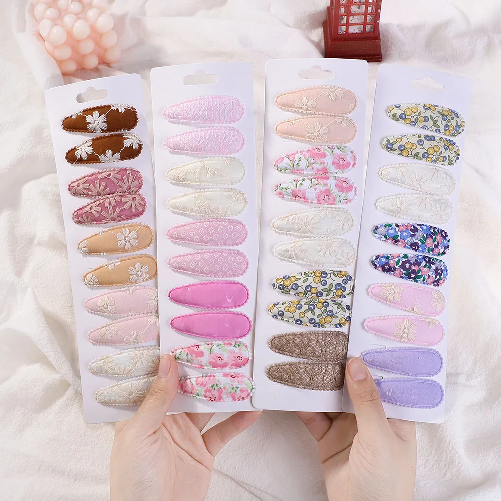 10Pcs/Lot Fresh Print Cotton Alloy Hair Clips for Kids Fabric Plaid BB Hairpins Girl Hairgripe Headwear Baby Hair Accessories thumbnail 5