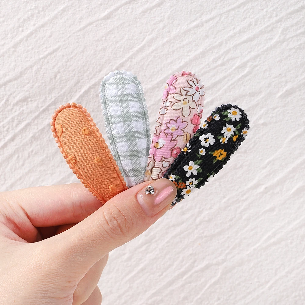 10Pcs/Lot Fresh Print Cotton Alloy Hair Clips for Kids Fabric Plaid BB Hairpins Girl Hairgripe Headwear Baby Hair Accessories thumbnail 4