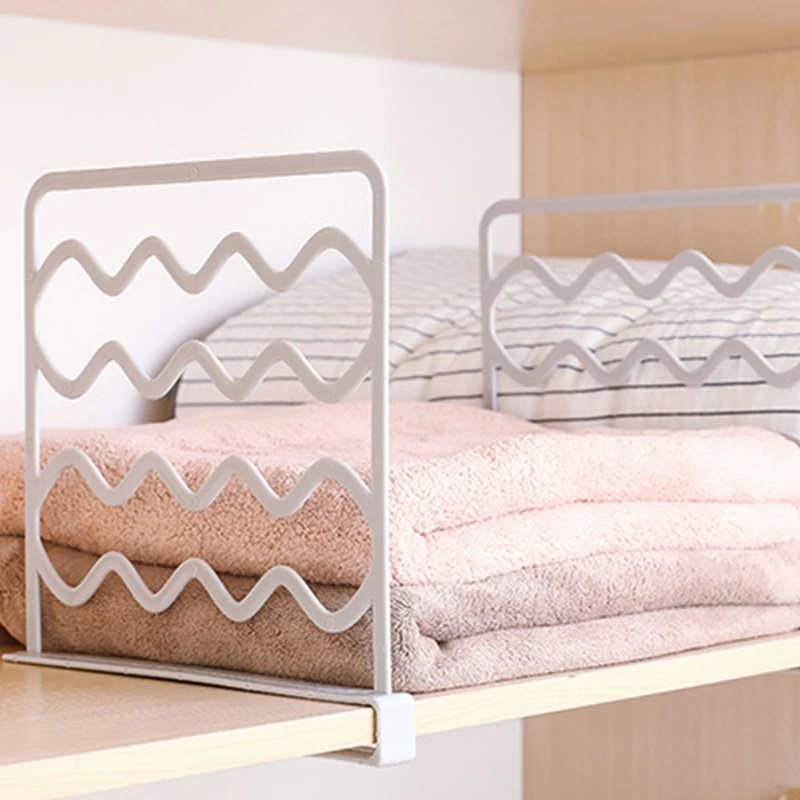 Upgraded Closet Shelf Dividers Plastic Wardrobe Partition Board Shelf Divider Separator for Clothes No Drilling Durable thumbnail 2