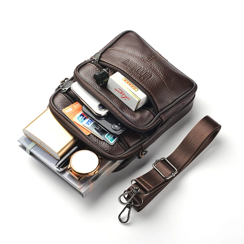 Men's New Genuine Leather Crossbody Bag Vertical Trendy Multifunctional Shoulder Bag Briefcase Casual Travel Messenger Bag thumbnail 4
