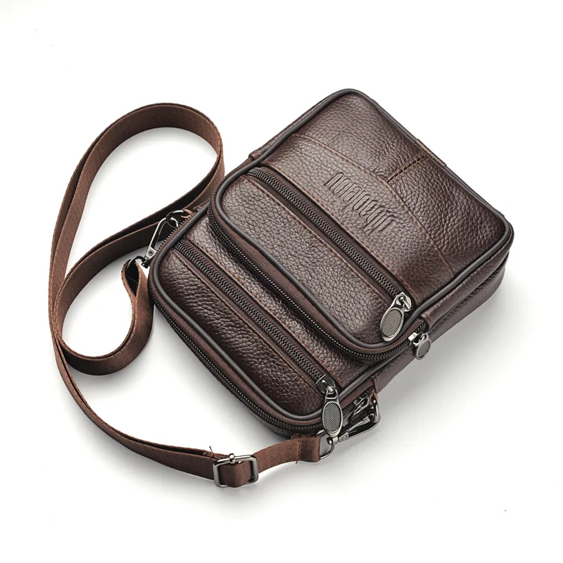 Men's New Genuine Leather Crossbody Bag Vertical Trendy Multifunctional Shoulder Bag Briefcase Casual Travel Messenger Bag thumbnail 3