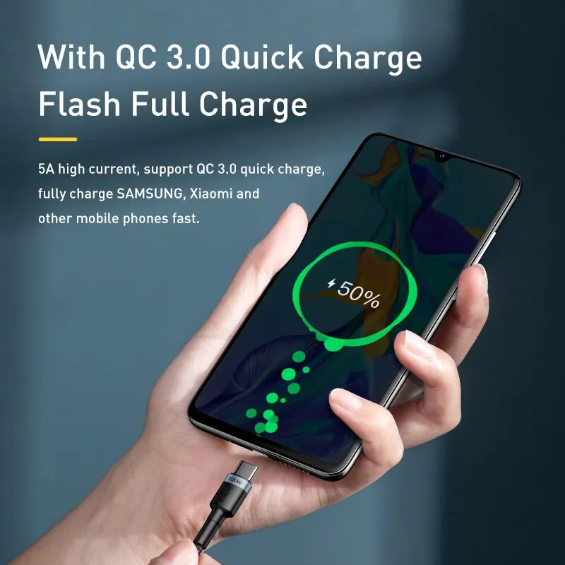 Baseus USB Type C To USB C Cable For iPhone 17 16 100W/5A PD Fast Charging Charger Cord For Macbook Xiaomi Samsung Type-C Cable thumbnail 2