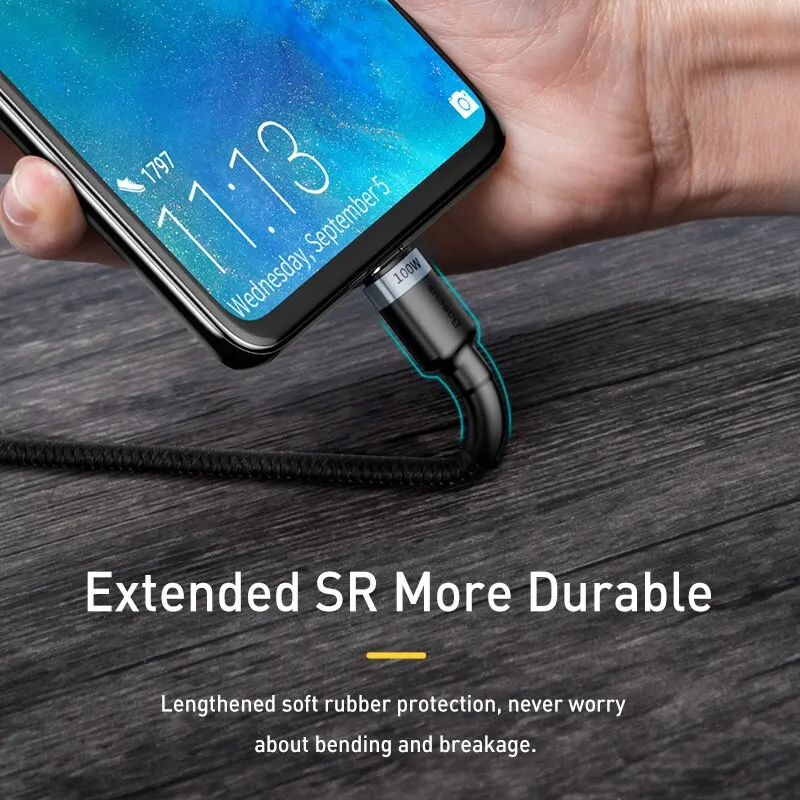 Baseus USB Type C To USB C Cable For iPhone 17 16 100W/5A PD Fast Charging Charger Cord For Macbook Xiaomi Samsung Type-C Cable thumbnail 4