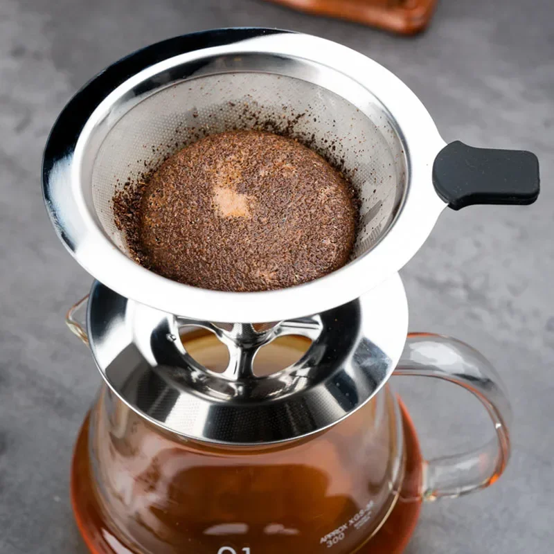 Portable Coffee Filter Stainless Steel Easy Clean Reusable Double Layer Coffee Funnel Paperless Pour Over Holder Coffee Dripper thumbnail 4