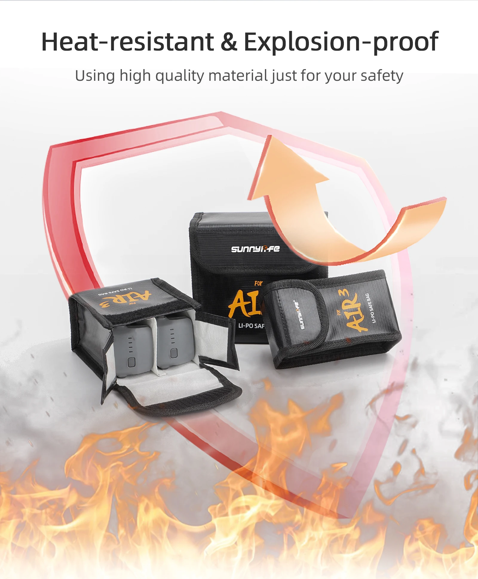 For DJI AIR 3S/AIR 3 Drone LiPo Battery Safe Bag Explosion-proof Protective Bag Battery Storage Case Dron Accessories thumbnail 4