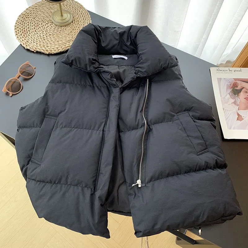 Women Fashion Autumn New 2024 Stand Collar Elegant Down Coats Warm Outerwear Casual Belt Sleeveless Winter Women Vests Jackets thumbnail 5