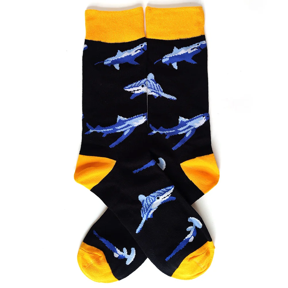 58 Style Cartoon Men Socks Fish bird parrot shark Theme Cotton Novelty Funny Hip Hop Trend Street Long Socks thumbnail 6