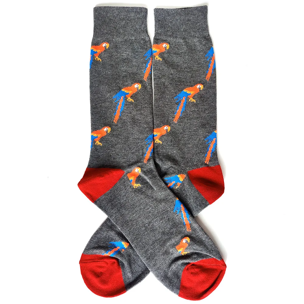 58 Style Cartoon Men Socks Fish bird parrot shark Theme Cotton Novelty Funny Hip Hop Trend Street Long Socks thumbnail 5