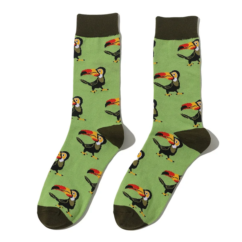 58 Style Cartoon Men Socks Fish bird parrot shark Theme Cotton Novelty Funny Hip Hop Trend Street Long Socks thumbnail 2