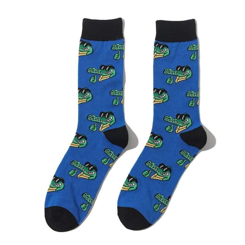58 Style Cartoon Men Socks Fish bird parrot shark Theme Cotton Novelty Funny Hip Hop Trend Street Long Socks thumbnail 4