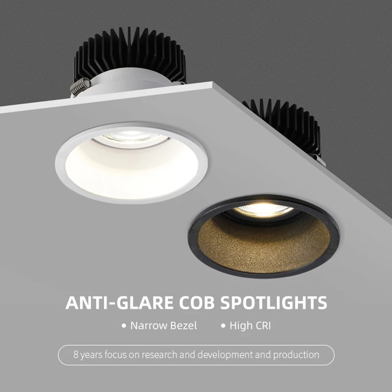 Recessed Anti Glare Dimmable Downlight 7w 9w 12w 15w Led spotlight Ceiling Round Panel Light for hotel Decoration Home Lighting
