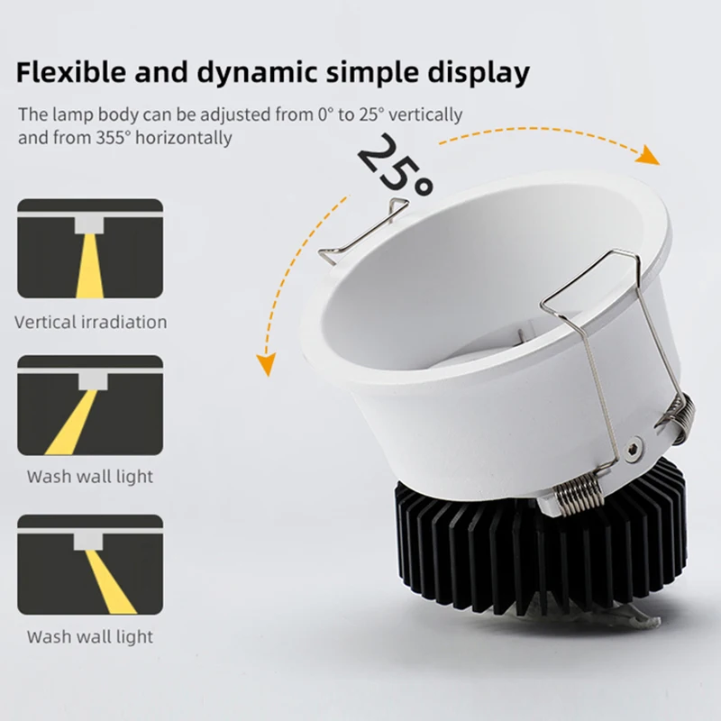 Recessed Anti Glare Dimmable Downlight 7w 9w 12w 15w Led spotlight Ceiling Round Panel Light for hotel Decoration Home Lighting thumbnail 5