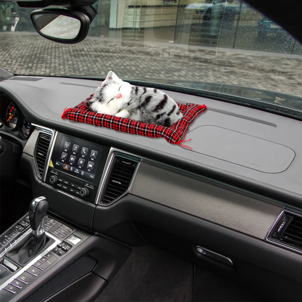 Lovely Plush Kittens Doll Toy Home Decoration Car-styling Car Ornaments Cute Simulation Sleeping Cats Dashboard Decoration thumbnail 2