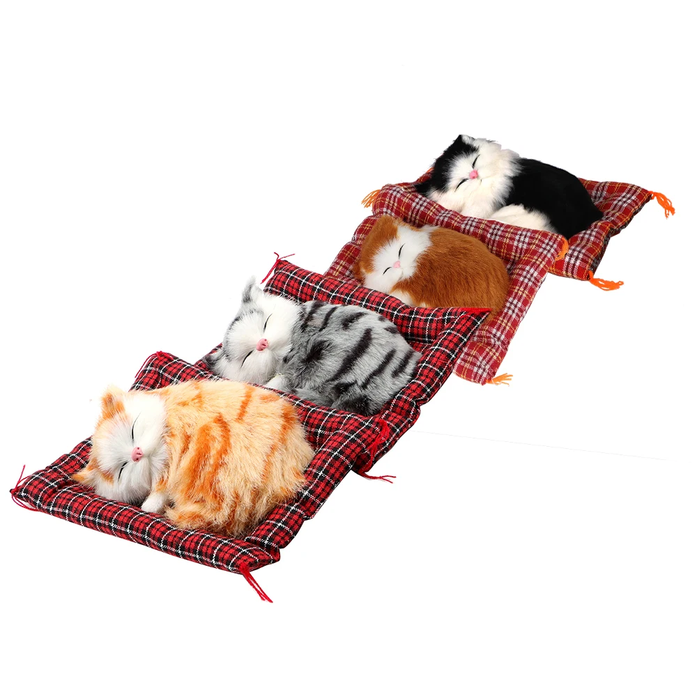 Lovely Plush Kittens Doll Toy Home Decoration Car-styling Car Ornaments Cute Simulation Sleeping Cats Dashboard Decoration thumbnail 4