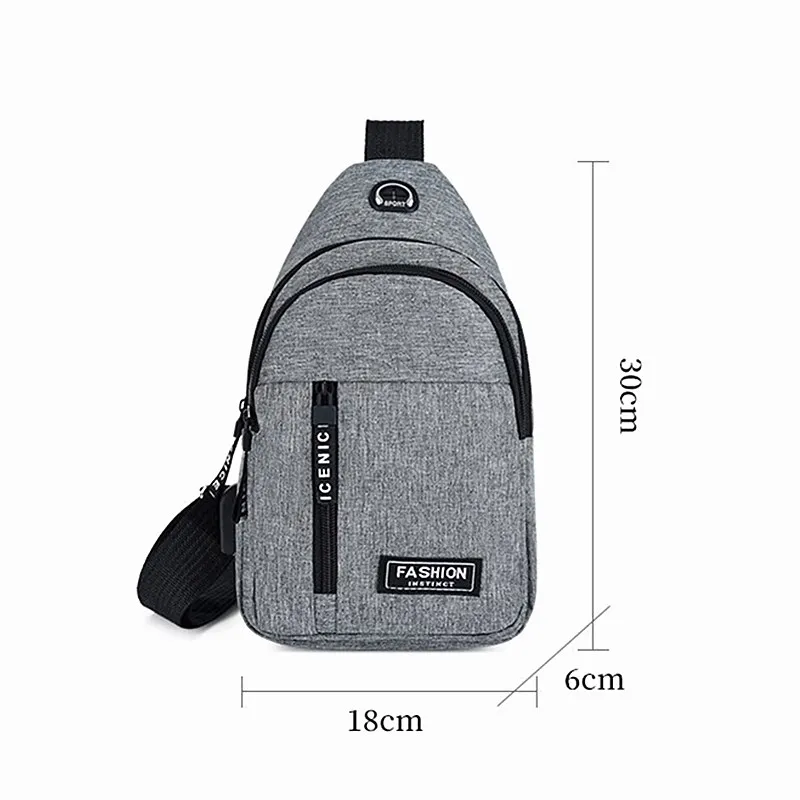 Men's Bag Solid Color Men's Chest Bag Outdoor Casual Fashionable Small Satchel Canvas Handbag Zipper Messenger Fashion Bags thumbnail 4