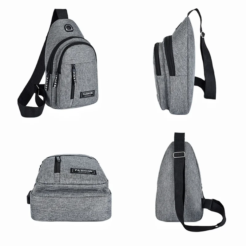 Men's Bag Solid Color Men's Chest Bag Outdoor Casual Fashionable Small Satchel Canvas Handbag Zipper Messenger Fashion Bags thumbnail 5