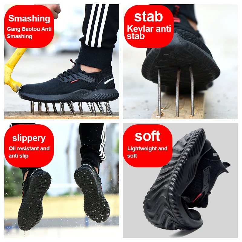 Work Sneakers Steel Toe Shoes Men Safety Shoes Puncture-Proof Work Shoes Boots Fashion Indestructible Footwear Security thumbnail 3