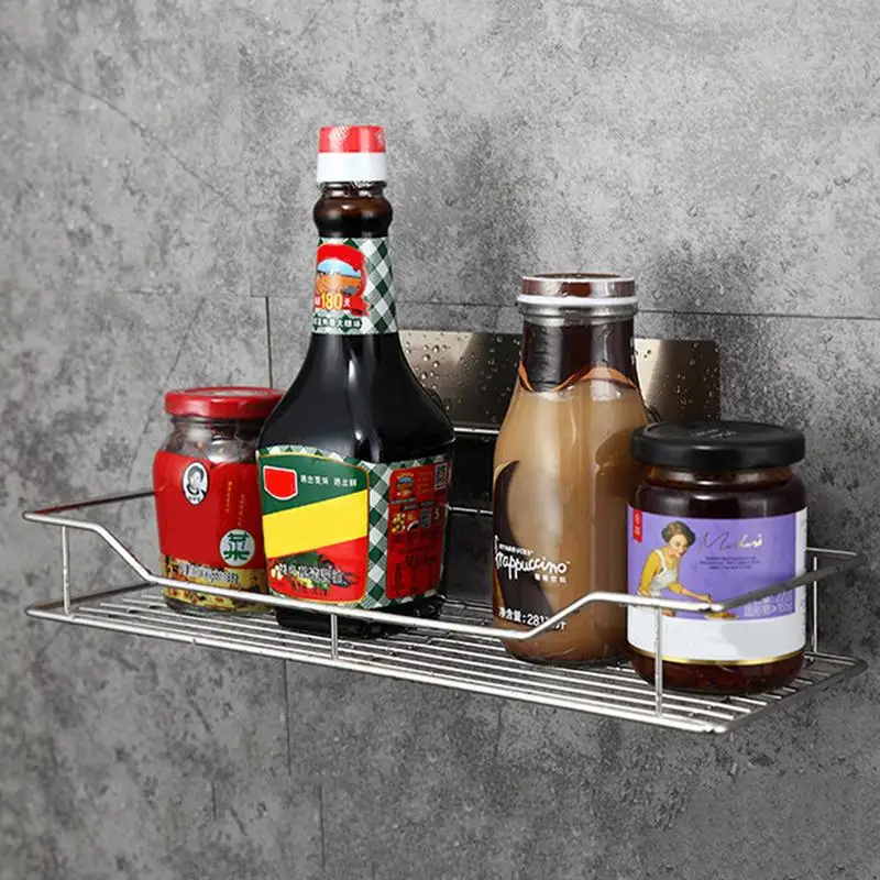 Stainless Steel Bathroom Storage Shelf Punch-Free Kitchen Bathroom Toilet Wall Hanging Storage Rack thumbnail 5