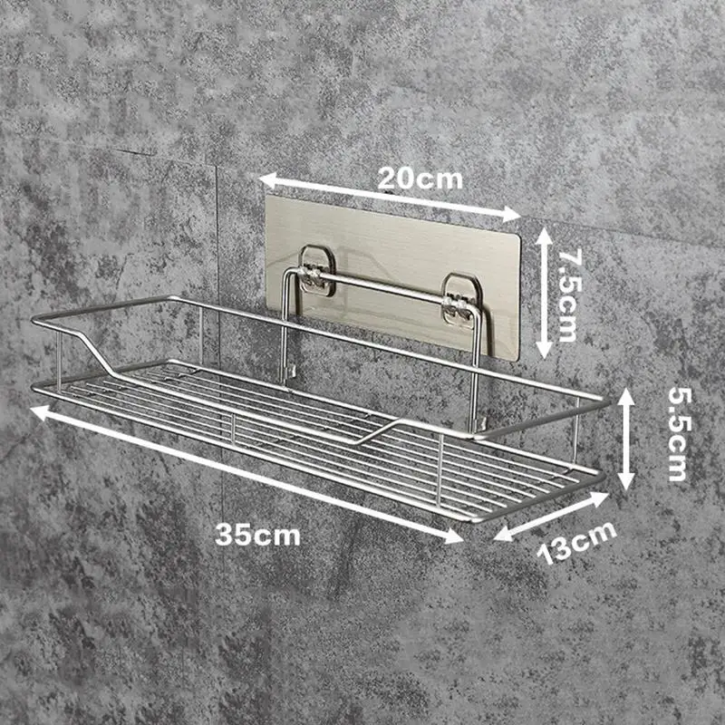 Stainless Steel Bathroom Storage Shelf Punch-Free Kitchen Bathroom Toilet Wall Hanging Storage Rack thumbnail 2