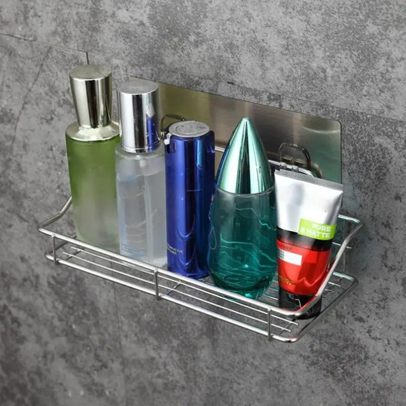 Stainless Steel Bathroom Storage Shelf Punch-Free Kitchen Bathroom Toilet Wall Hanging Storage Rack thumbnail 4