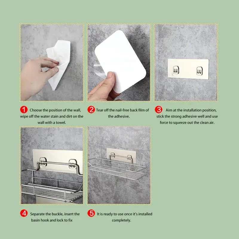 Stainless Steel Bathroom Storage Shelf Punch-Free Kitchen Bathroom Toilet Wall Hanging Storage Rack thumbnail 6