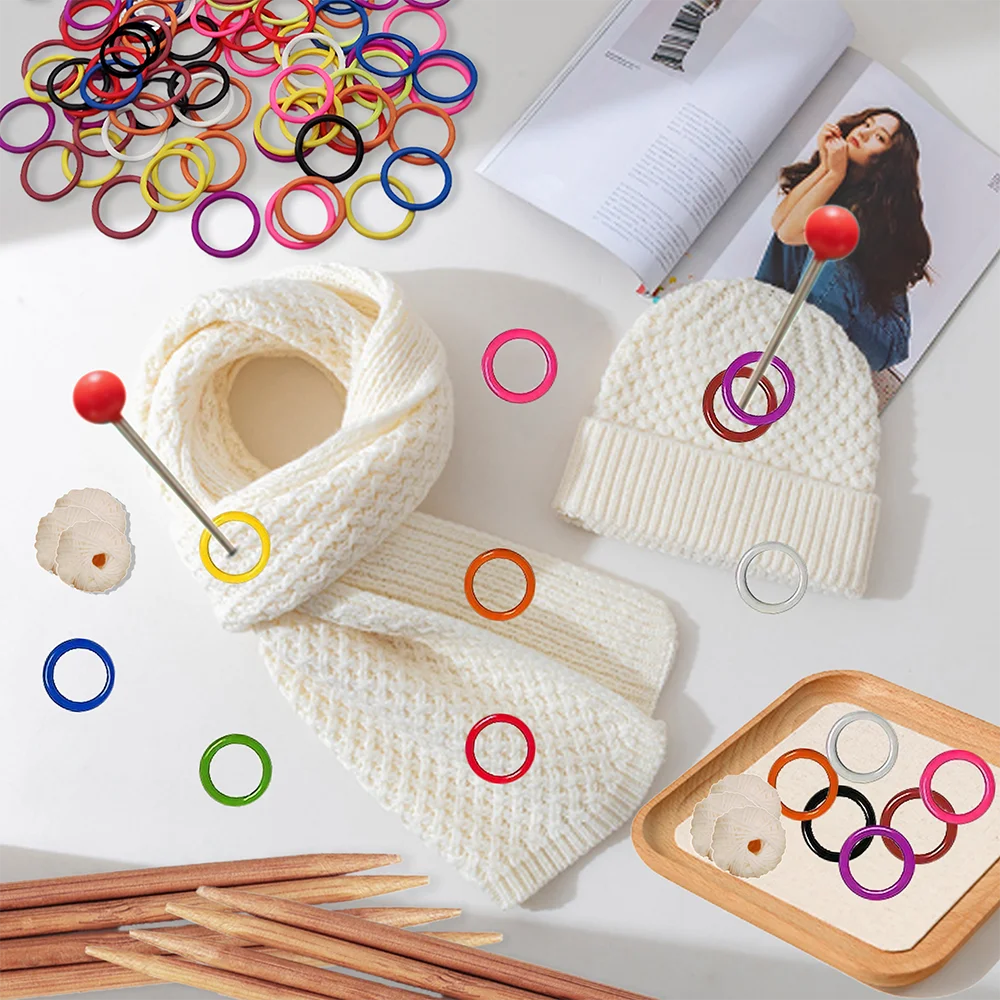 100PCS O-ring Stitch Markers - Colorful Metal Crochet Rings, Knitting Supplies, Crochet Hook Accessories, DIY Woven Accessories thumbnail 6