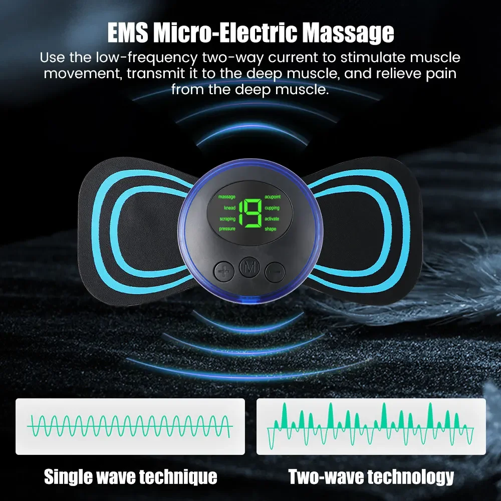 EMS Cervical Spine Massager Mini Electric Neck Massager Tens Low Pulse Neck Back Body Muscle Stimulator Arm Leg Relaxation Pads thumbnail 3