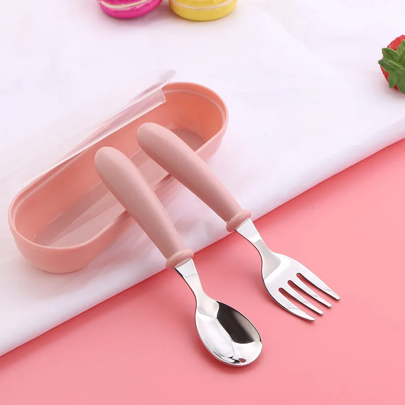 3pcs Children Spoon Forks Box Kids Stainless Steel Kids Cutlery Portable Baby Feeding Utensils Baby Spoons Baby Tableware Set thumbnail 5