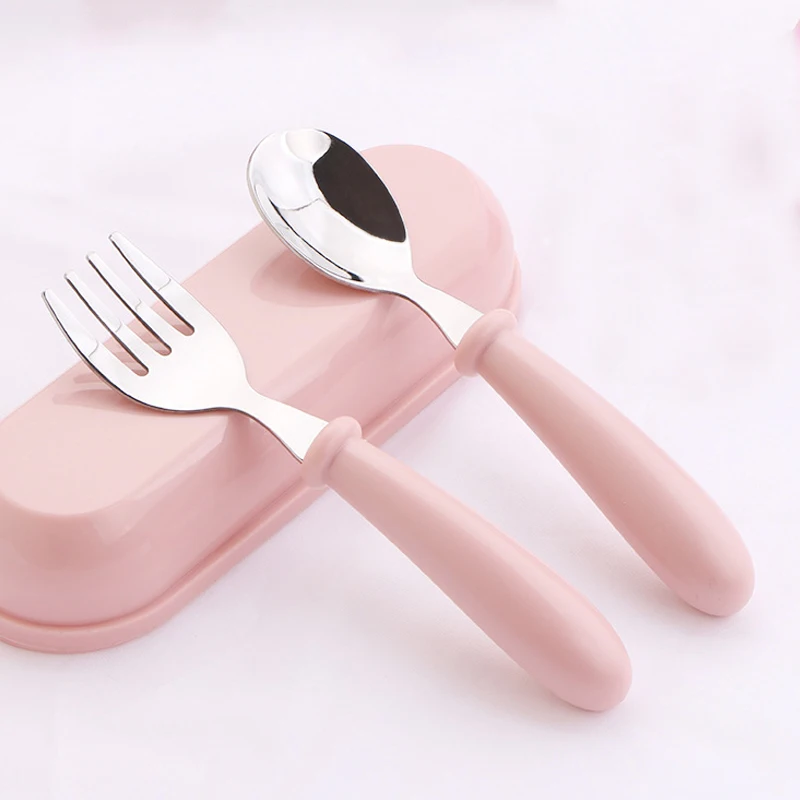 3pcs Children Spoon Forks Box Kids Stainless Steel Kids Cutlery Portable Baby Feeding Utensils Baby Spoons Baby Tableware Set thumbnail 2