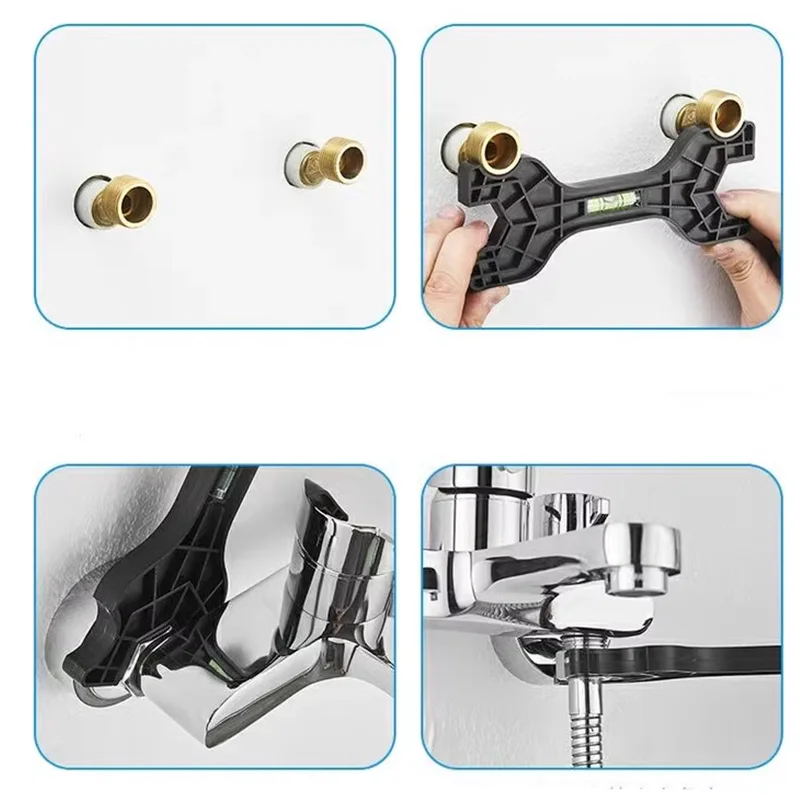 Multifunctional Dual Headed Wrench With Level Manual Tap Spanner Repair Plumbing Tools For Household Faucet Pipe And Toilet thumbnail 5