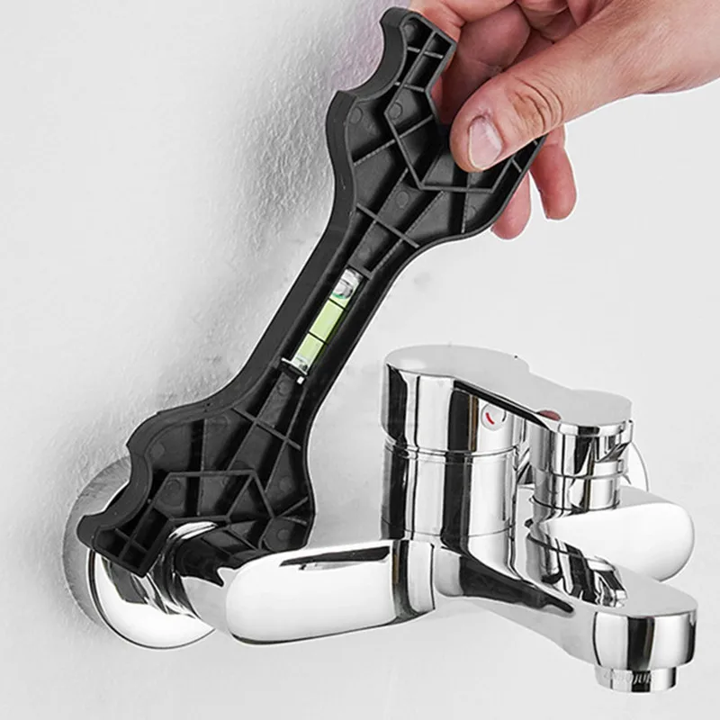 Multifunctional Dual Headed Wrench With Level Manual Tap Spanner Repair Plumbing Tools For Household Faucet Pipe And Toilet thumbnail 2