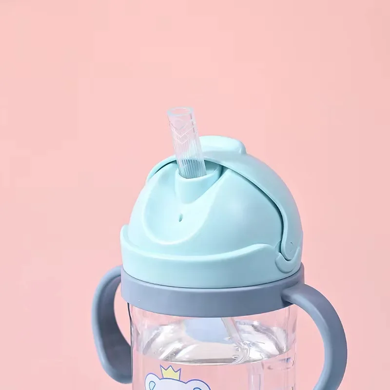 350ml Baby Bottles Drinking Cup Feeding Bottle with Straw Gravity Ball Wide-Caliber Kids Drinking Milk Water Dual-Use Bottle thumbnail 3