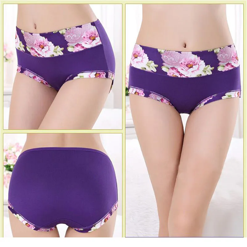 5Pcs/Lot Women's Panties Print Underwear Soft Panties Breath Briefs Girls Floral Panty Sexy Lingeries Underpants For Female thumbnail 4