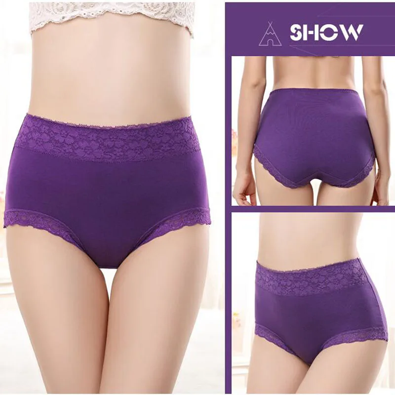 3Pcs/Lot Women's Panties Lace Underwear for Female Cotton High Waist Briefs Plus Size Calcinha Lingeries Panty Ladies Underpant thumbnail 5