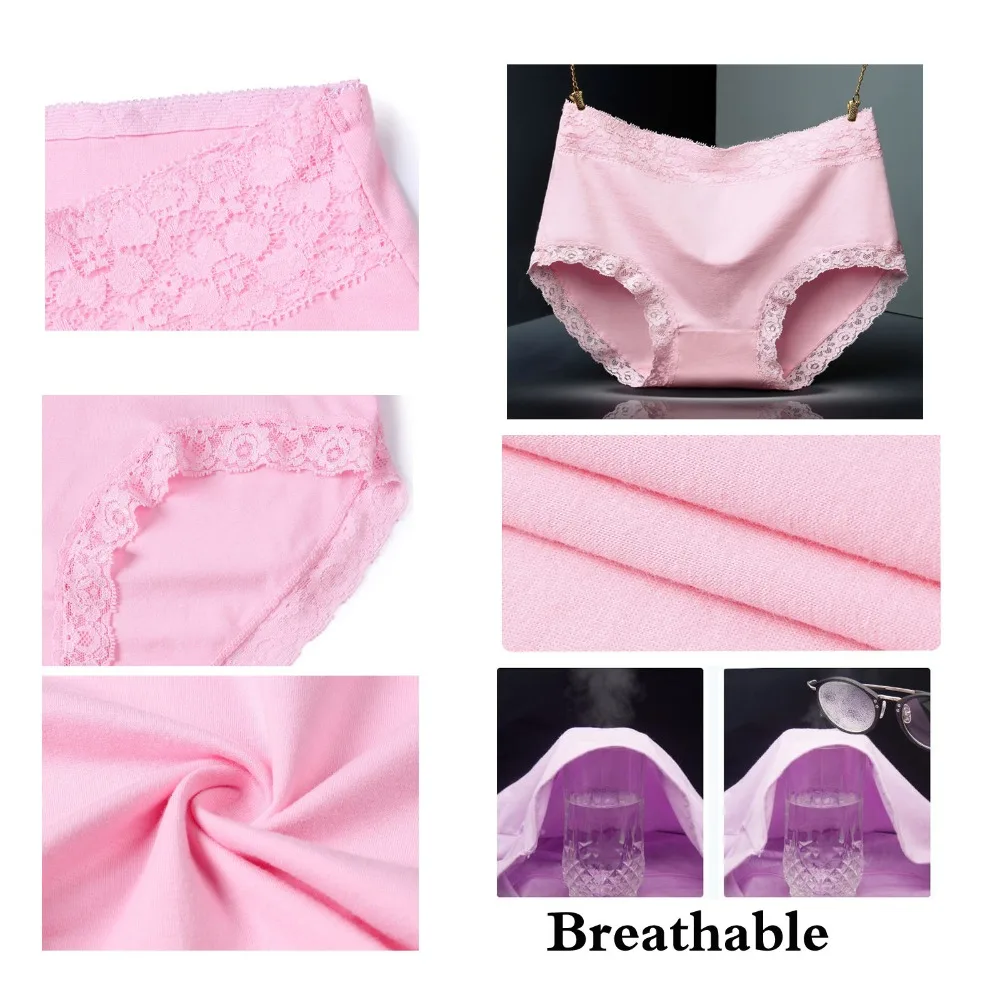 3Pcs/Lot Women's Panties Lace Underwear for Female Cotton High Waist Briefs Plus Size Calcinha Lingeries Panty Ladies Underpant thumbnail 6