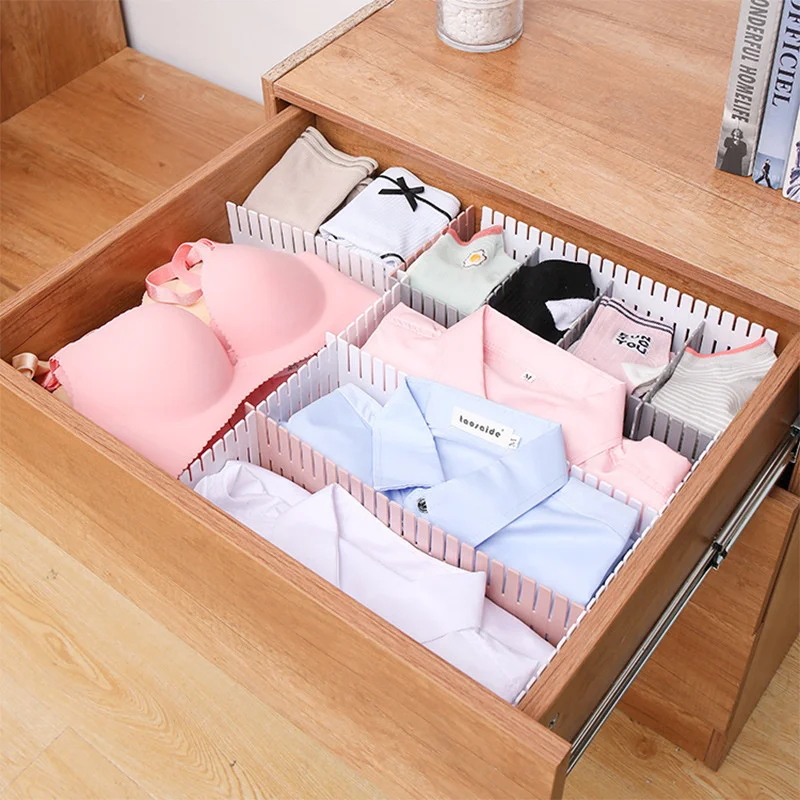 4/8Pcs DIY Adjustable Storage Partition Board Plastic Drawer Divider Combination Partition Board Space-saving Division Organizer thumbnail 5